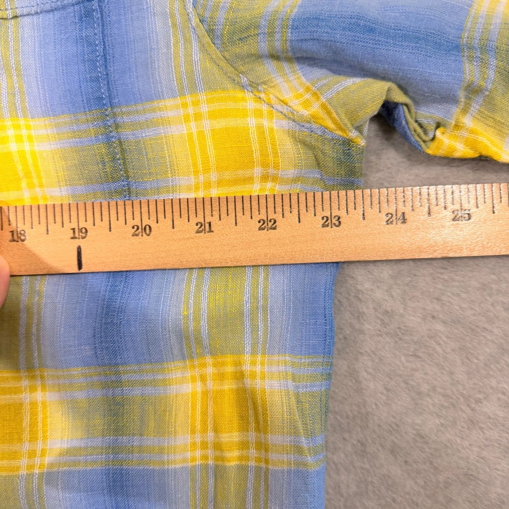 Tommy Bahama Button Down Shirt Mens Large Blue Yellow Plaid 100% Linen - Picture 5 of 9